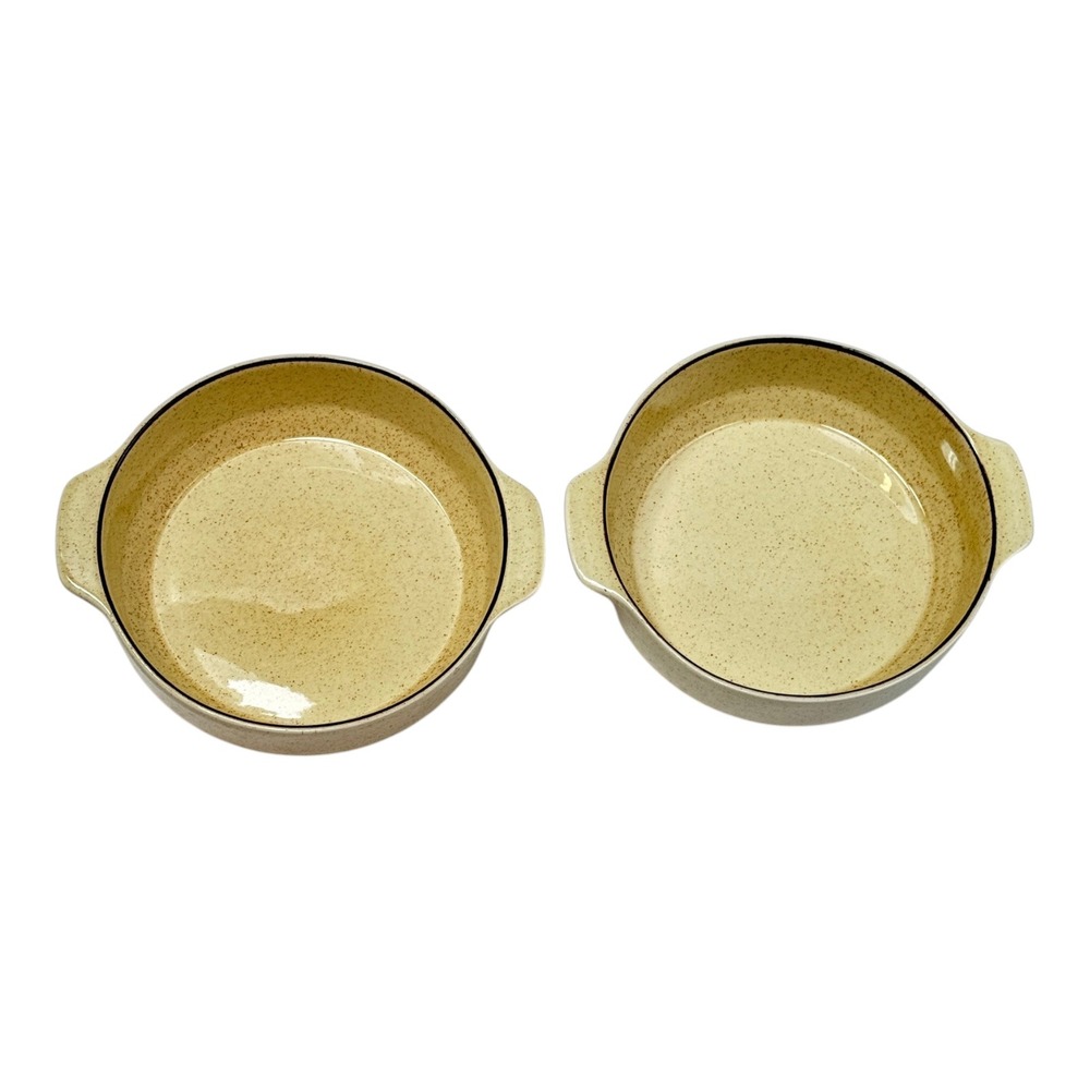 Poole Pottery Broadstone 1970s Ceramic Bowl Lot 2 with speckled yellow glaze.